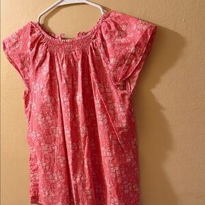 Jacadi Coral Pink Floral Smocked Neck Top